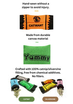 100% Catnip/Silvervine Filled Canvas Candy Wrappers, 6Pcs CATWANT