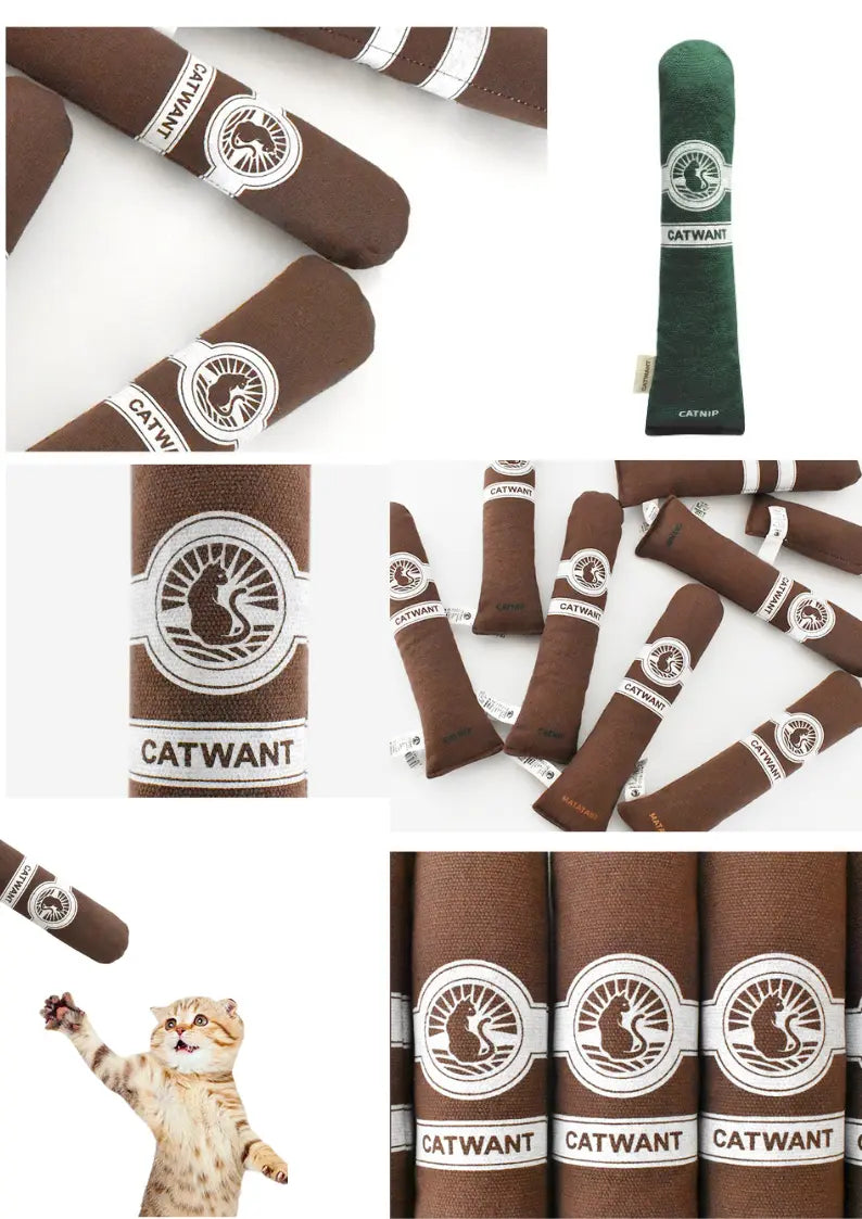 100% Catnip/Silvervine Filled Canvas Cigar CATWANT