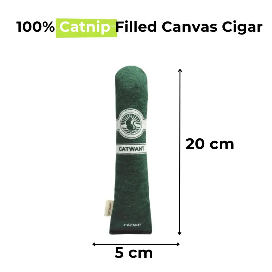 100% Catnip/Silvervine Filled Canvas Cigar CATWANT