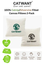 100% Catnip/Silvervine Filled Canvas Pillows, 2Pcs CATWANT