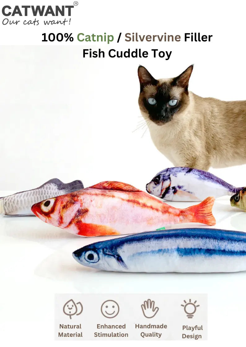 100% Silvervine/Catnip Filled Fish Cuddle Toy CATWANT
