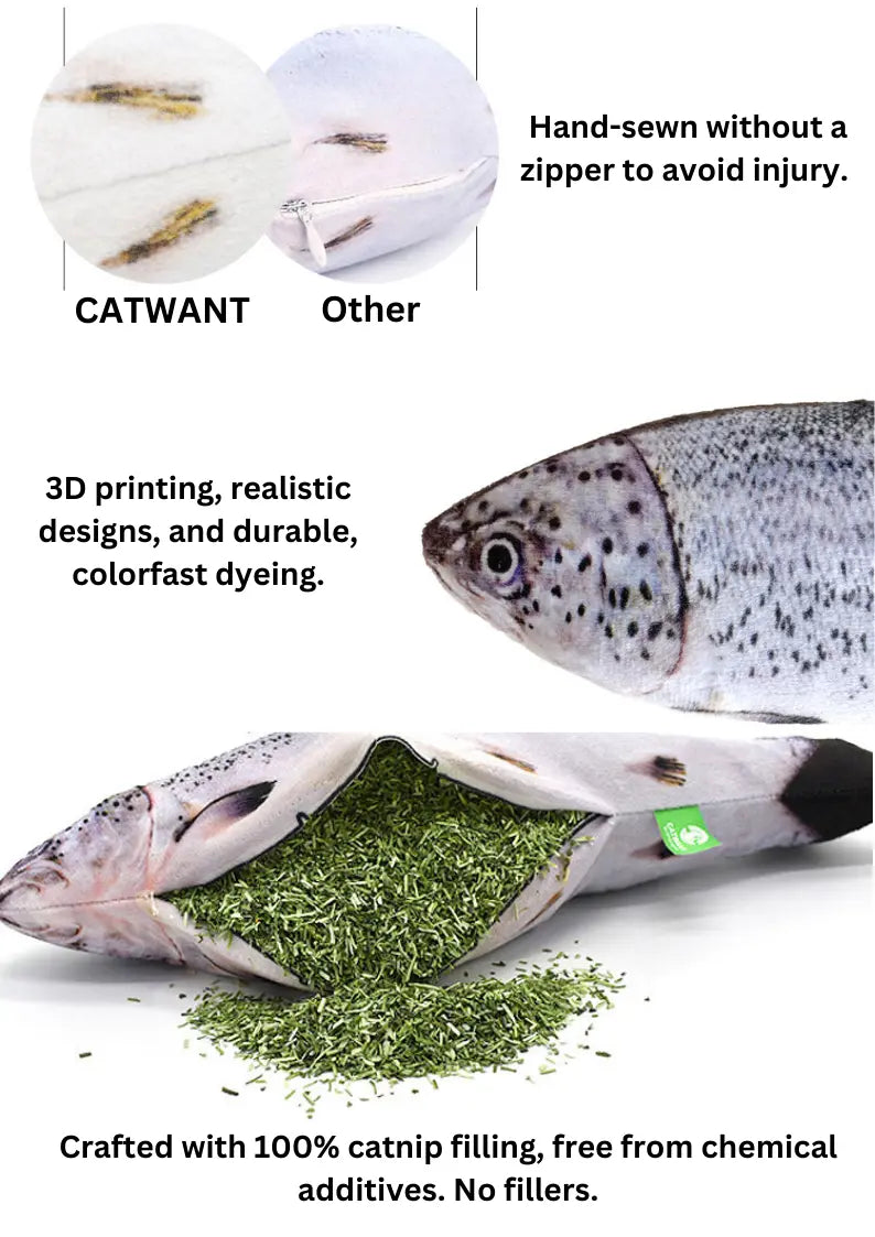 100% Silvervine/Catnip Filled Fish Cuddle Toy CATWANT
