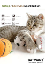 100% Silvervine/Catnip Filled Sport Ball Set - 4-Pack CATWANT