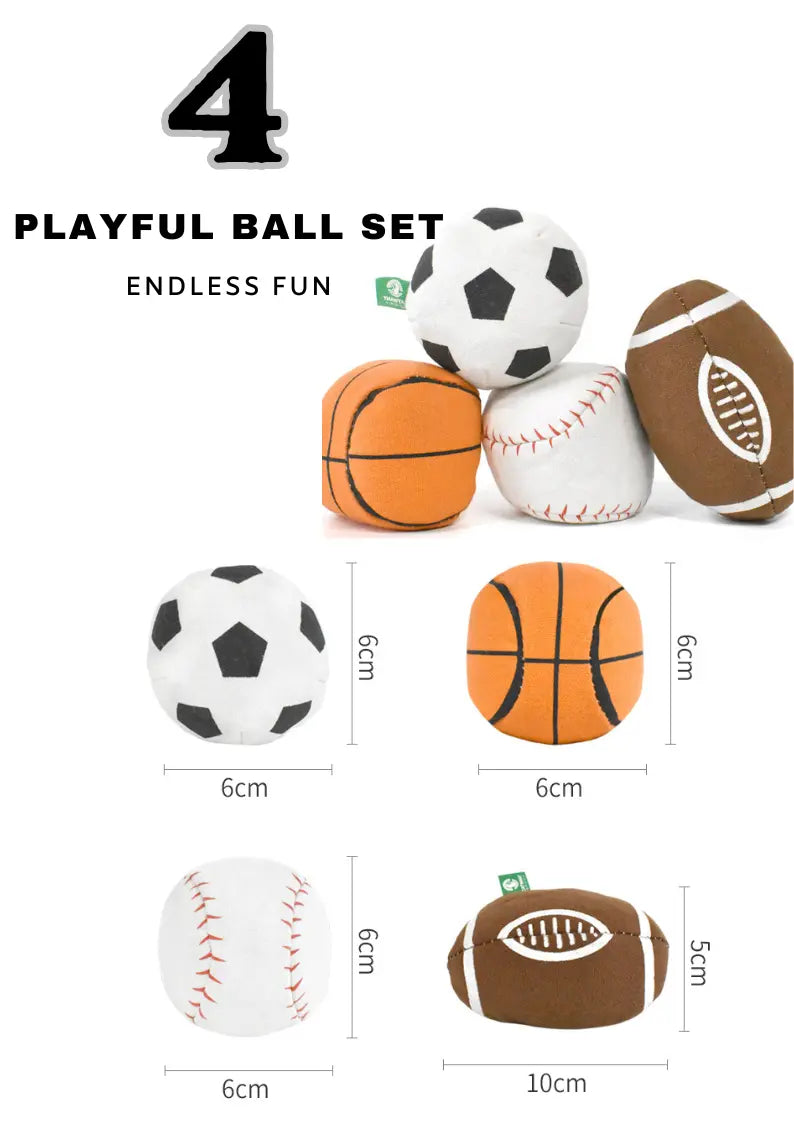 100% Silvervine/Catnip Filled Sport Ball Set - 4-Pack CATWANT