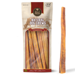 Bully Bunches pouch of 12 inch jumbo bully stick, with loose sticks beside it