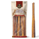 Bully Bunches pouch of 12 inch monster bully stick, with loose sticks beside it