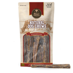 Bully Bunches pouch of 6 inch beef jerky stick, with loose sticks beside it