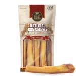 Bully Bunches pouch of 6 inch monster bully stick, with loose sticks beside it