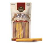 Bully Bunches pouch of 6 inch thick bully stick, with loose sticks beside it
