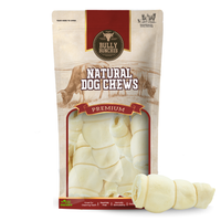 Bully Bunches pouch of 5-6 inch beef cheek roll, with loose rolls beside it