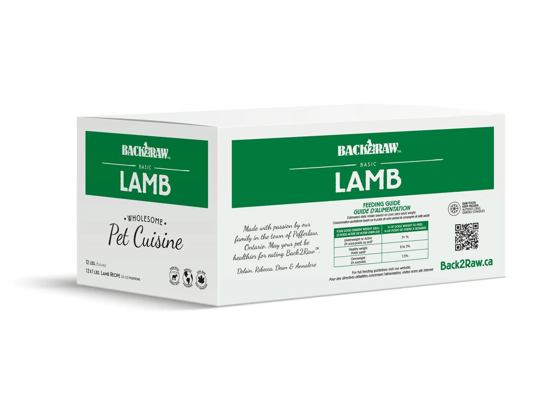 BACK2RAW - BASIC LAMB RECIPE (12LB BOX) - Raw for Dogs - PAWMART.ca