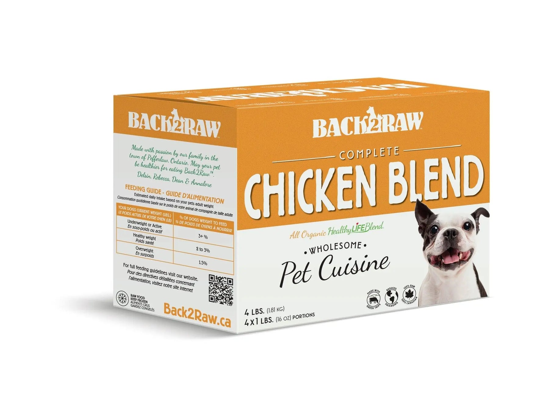 BACK2RAW - COMPLETE CHICKEN BLEND - 4LB BOX  - Raw for Dogs - PAWMART.ca