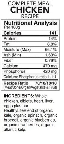 BACK2RAW - COMPLETE CHICKEN RECIPE - 4LB BOX  - Raw for Dogs BACK2RAW