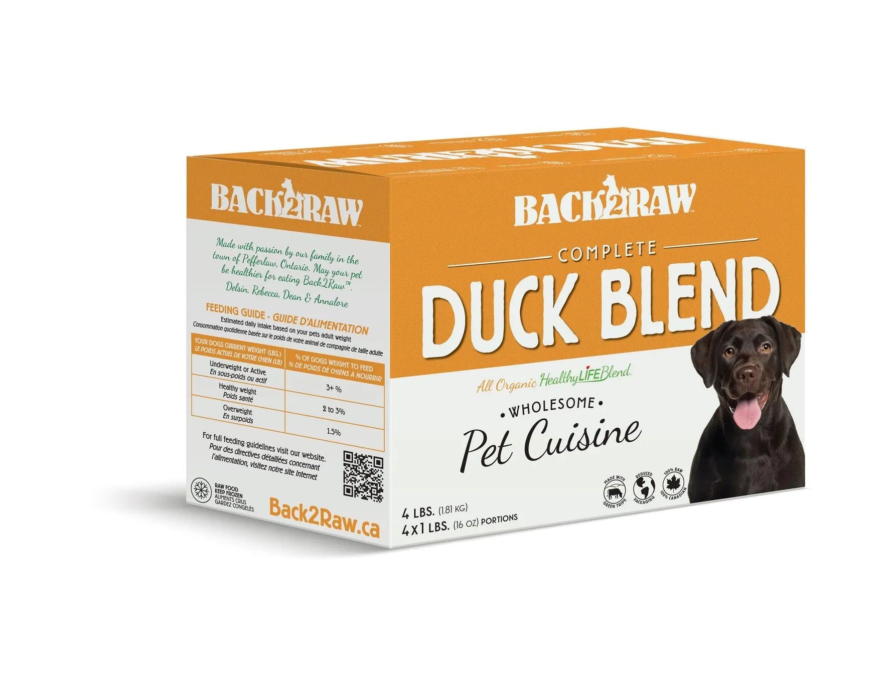 BACK2RAW - COMPLETE DUCK BLEND - 4LB BOX  - Raw for Dogs - PAWMART.ca