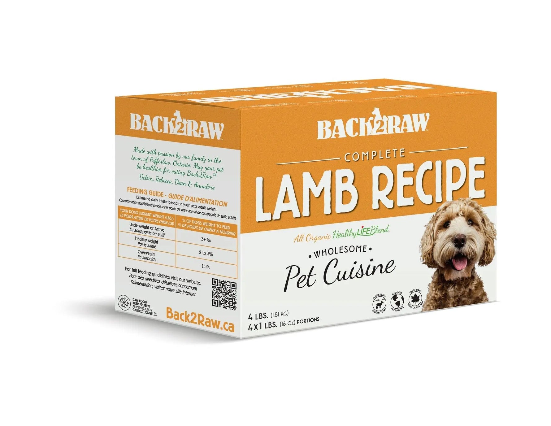 BACK2RAW - COMPLETE LAMB RECIPE - 4LB BOX  - Raw for Dogs - PAWMART.ca