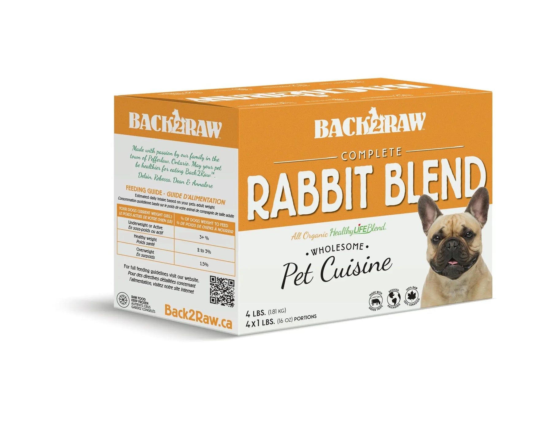 BACK2RAW - COMPLETE RABBIT BLEND - 4LB BOX  - Raw for Dogs BACK2RAW