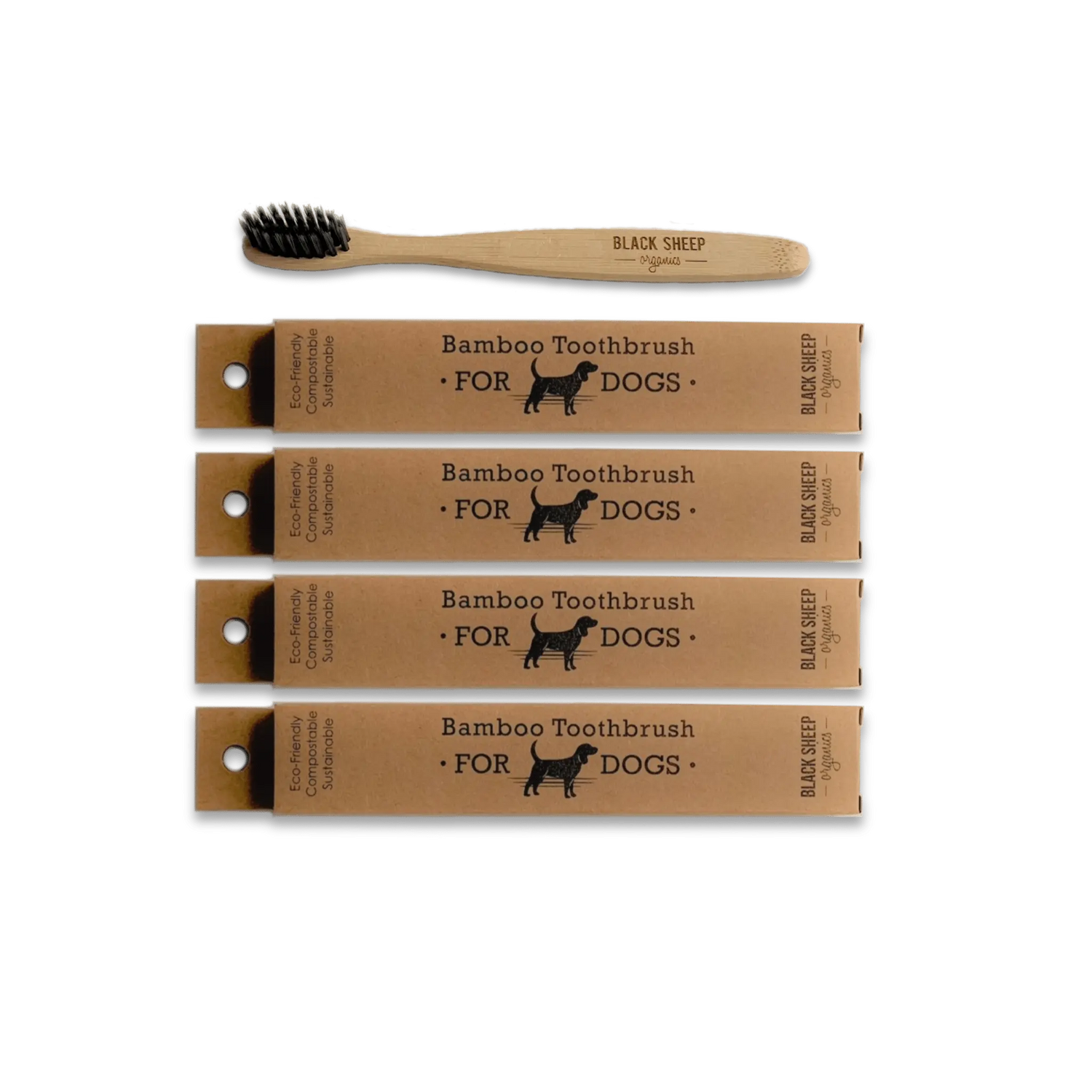 Bamboo Dog Toothbrush 4 Pack Black Sheep Organics