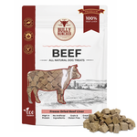 Bully Bunches pouch of freeze dried beef liver 100g / 3.5oz, with loose chews beside it