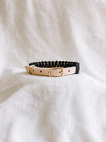 Ember & Ivory - Natural/Black Leather & Macrame Collar - PAWMART.ca