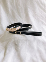 Ember & Ivory - Natural/Black Leather & Macrame Collar - PAWMART.ca