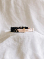 Ember & Ivory - Natural/Black Leather & Macrame Collar - PAWMART.ca