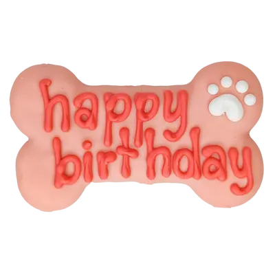 Bosco and Roxy - 6" HAPPY BIRTHDAY BONE (PINK) - Cookie for Dogs Bosco And Roxy