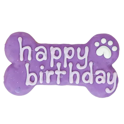 Bosco and Roxy - Purple Happy Birthday Bone - Dog Biscuit PAWMART Pet Store - Grooming - Toronto