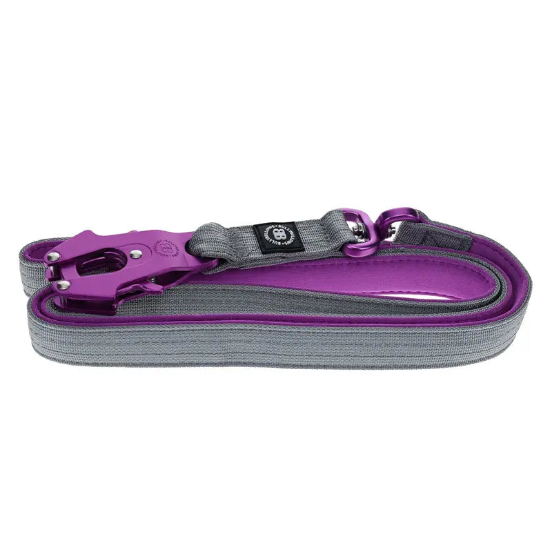 BullyBellows - 1.4M LIGHTER SWIVEL COMBAT LEAD | NEOPRENE LINED, SECURE RATED CLIP WITH SOFT HANDLE - PURPLE & METAL BullyBillows