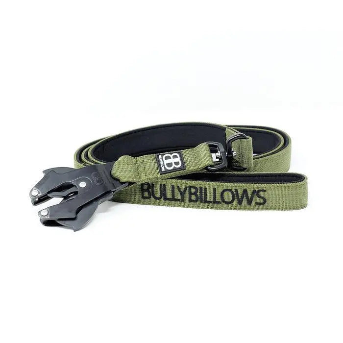 BullyBellows - 1.4M SWIVEL COMBAT LEAD | NEOPRENE LINED, SECURE RATED CLIP WITH SOFT HANDLE - Khaki - PAWMART.ca