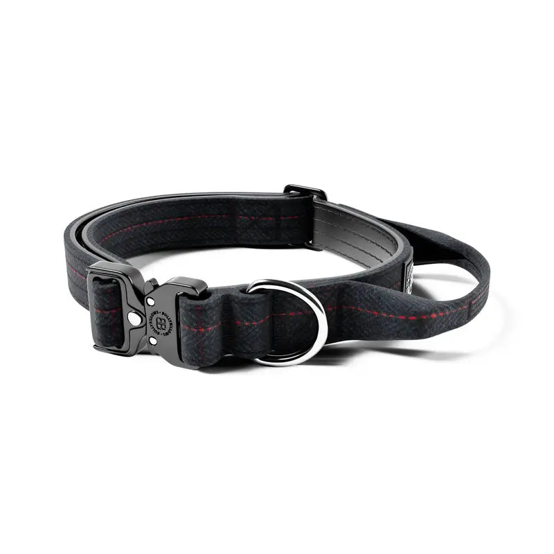 BullyBillows - 2.5CM TWEED COMBAT® COLLAR | WITH HANDLE & RATED CLIP - CHARCOAL BLACK BullyBillows