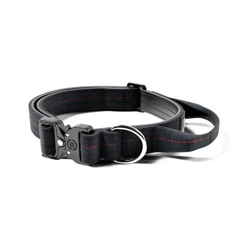 BullyBillows - 2.5CM TWEED COMBAT® COLLAR | WITH HANDLE & RATED CLIP - CHARCOAL BLACK - PAWMART.ca