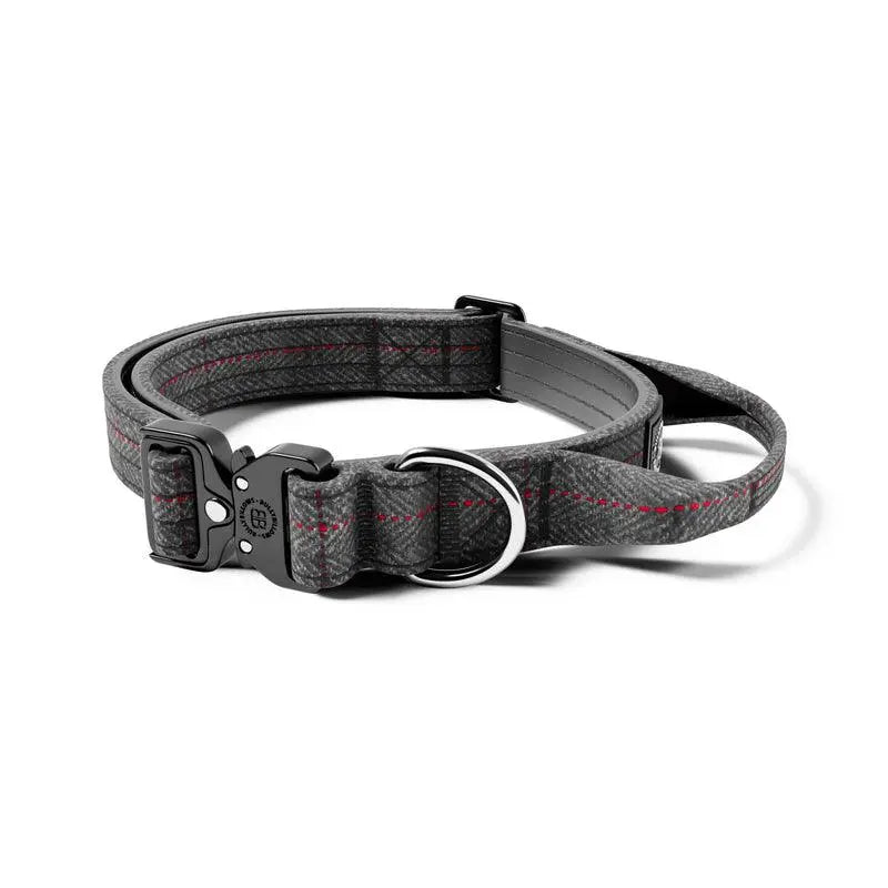 BullyBillows - 2.5CM TWEED COMBAT® COLLAR | WITH HANDLE & RATED CLIP - STONE GREY - PAWMART.ca