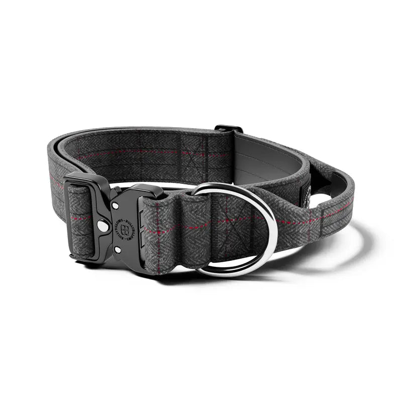 BullyBillows - 5CM TWEED COMBAT® COLLAR | WITH HANDLE & RATED CLIP - STONE GREY BullyBillows