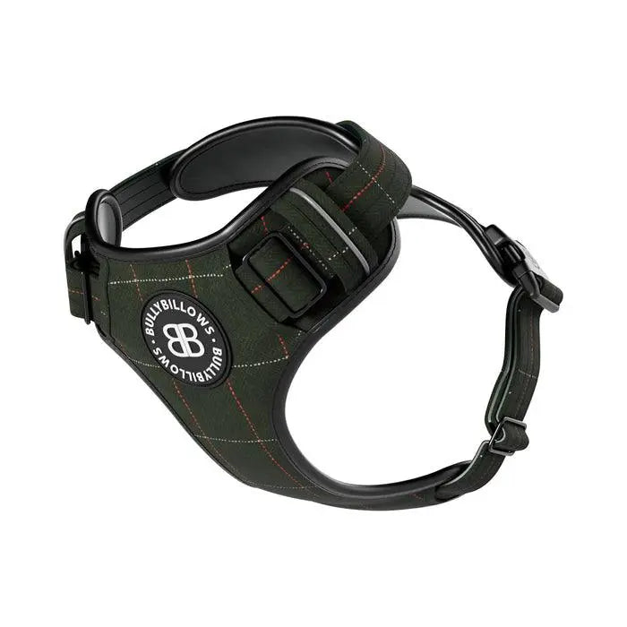 BullyBillows - PREMIUM COMFORT TWEED HARNESS | NON RESTRICTIVE & ADJUSTABLE - FOREST GREEN - PAWMART.ca