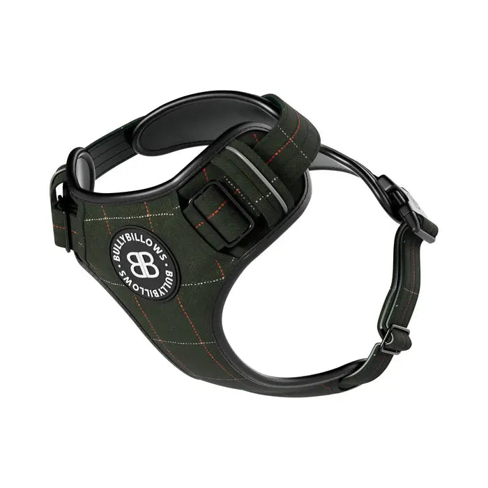 BullyBillows - PREMIUM COMFORT TWEED HARNESS | NON RESTRICTIVE & ADJUSTABLE - FOREST GREEN BullyBillows