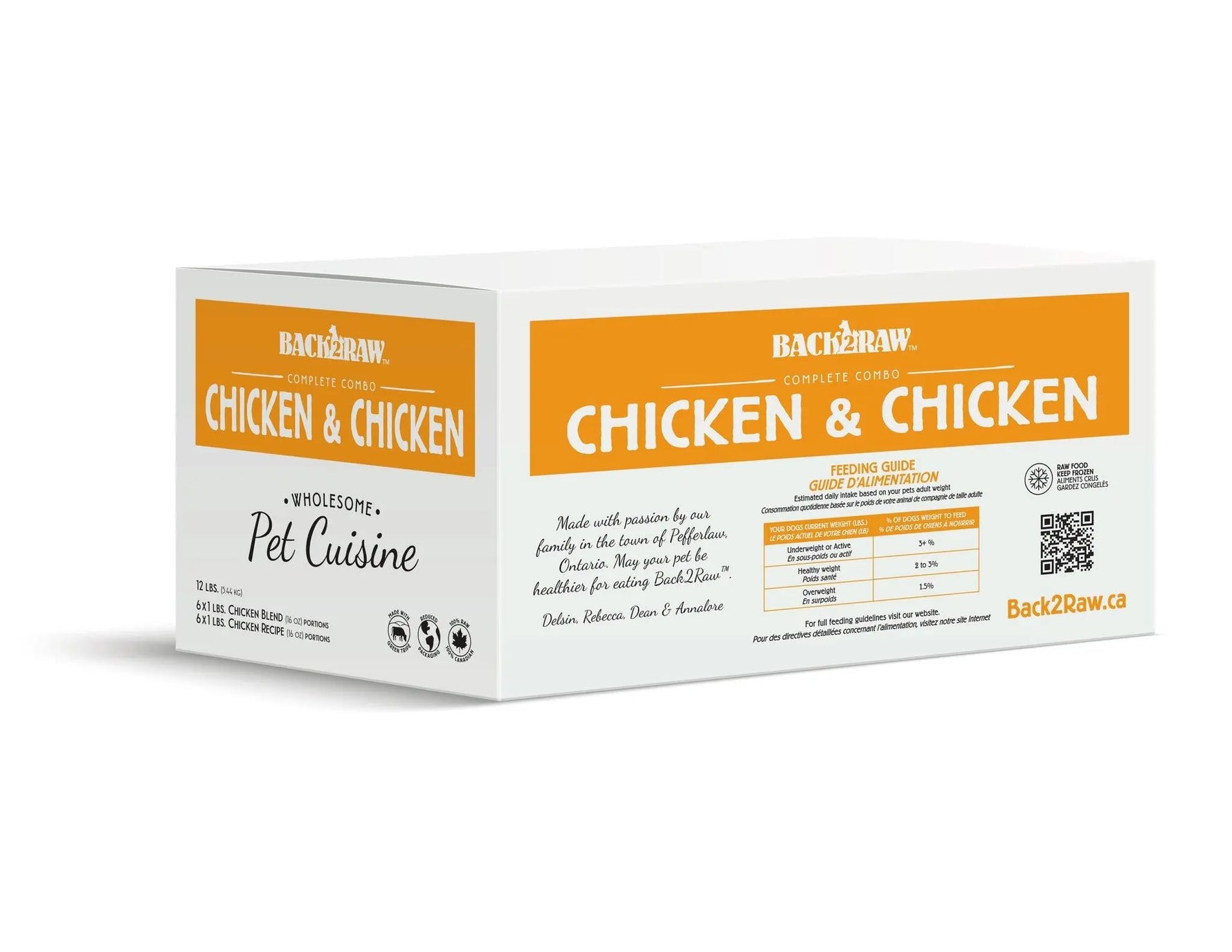 BACK2RAW - COMPLETE CHICKEN / CHICKEN BLEND (12LB BOX) - Raw for Dogs - PAWMART.ca