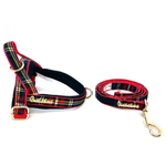 Carnegie Plaid Red One-Click Dog Harness Puccissimé Pet Couture