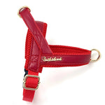Cherry Red Leather One-Click Dog Harness Puccissimé Pet Couture