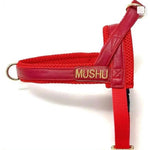 Cherry Red Leather One-Click Dog Harness Puccissimé Pet Couture