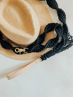 EMBER & IVORY - Macrame Leash - Ember - Spiral - Natural Leather Black Handle - PAWMART.ca