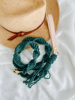 EMBER & IVORY - Macrame Leash - Jade - Spiral - Natural Leather Handle Ember & Ivory