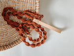 EMBER & IVORY - Macrame Leash - Rust - Spiral - Natural Leather Handle - PAWMART.ca