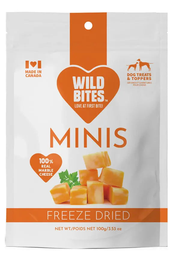 FREEZE DRIED MARBLE CHEESE MINIS Wild Bites Dog and Cat Treats
