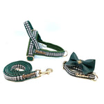 Fern Houndstooth Green One-Click Dog Harness Puccissimé Pet Couture