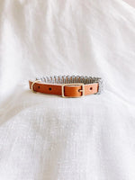 Ember & Ivory - Caramel/Gray Leather & Macrame Collar - PAWMART.ca