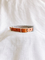 Ember & Ivory - Caramel/Gray Leather & Macrame Collar Ember & Ivory