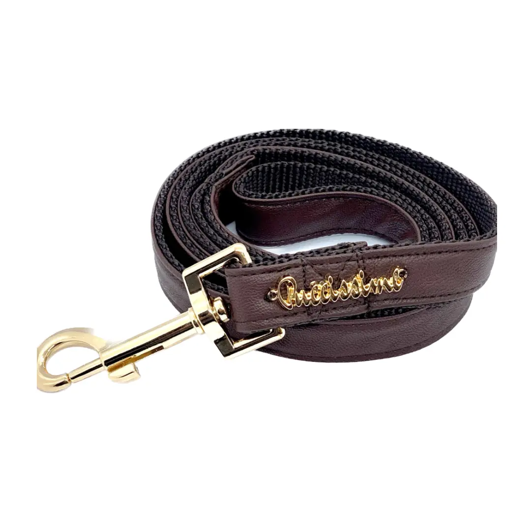 Grizzly brown leash with hands-free extension Puccissimé Pet Couture