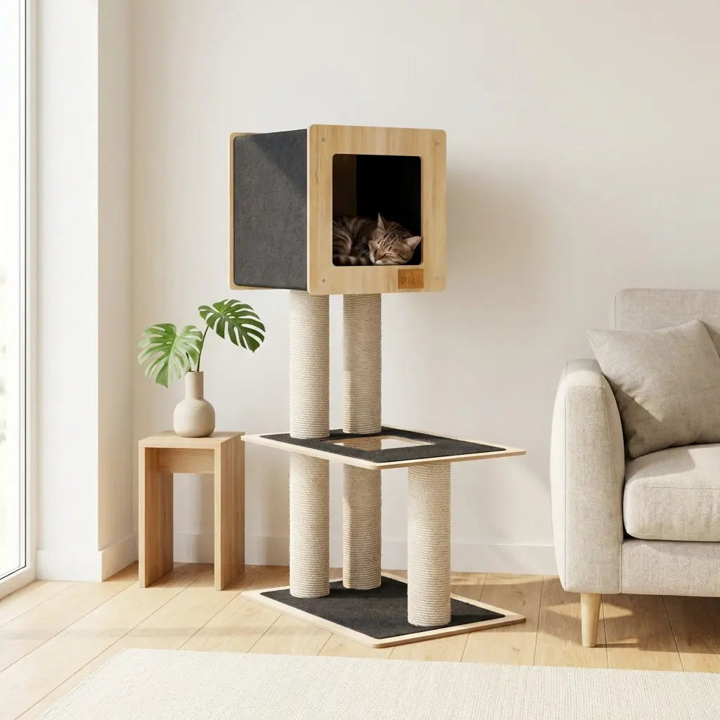 Hut Hideout - 2-Level Deluxe Cat Tree Noba Animal Co.