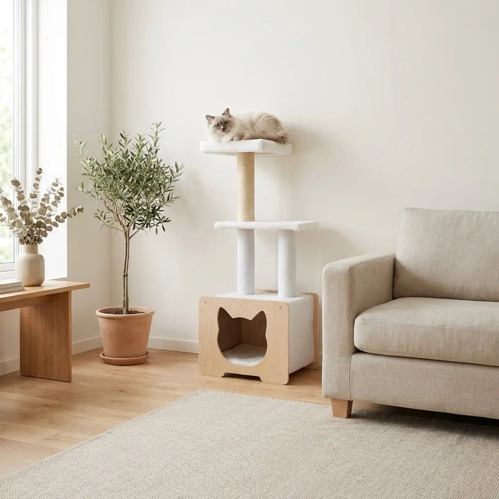 Hut Hideout - Deluxe 3-Level Cat Tree Noba Animal Co.