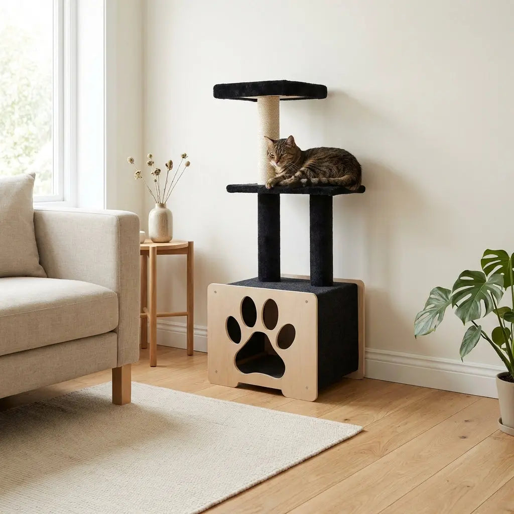 Hut Hideout - Deluxe 3-Level Cat Tree Noba Animal Co.